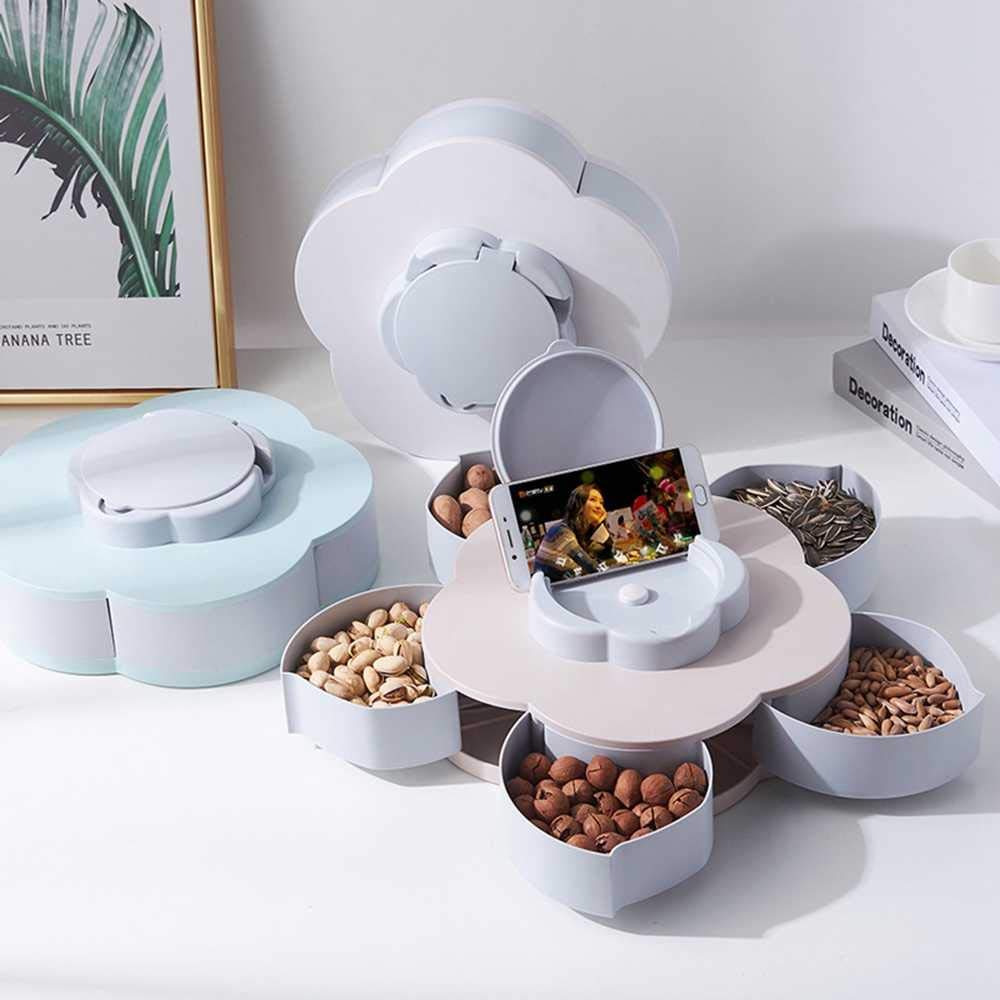 Battlane 5 Compartments Flower Candy Box, Dry Fruit, Chocolate, Snacks, Masala Tray for Home