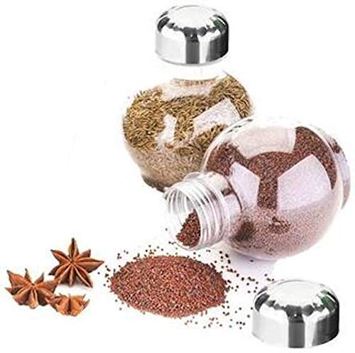 Battlane Multipurpose Revolving Spice Rack 16 Jar Condiment Set - Metallic Siver Finish