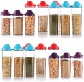 Battlane Colourful Storage Container Jar for Kitchen 1700ml 4 pc + 1100 ml 4 pc + 750 ml 4 pc, Pack of 12