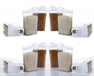 Battlane Plastic Cereals, Rice & Pulses Storage Jar Set of 12 - 1100 ml