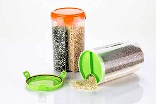 Battlane 3in1 Section Transparent Storage Container for Kitchen  (Pack of 3) - 1500 ml