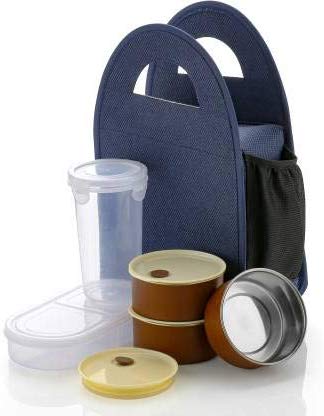 Battlane Lunch Boxes for School/Office, 5 Containers (500 ml) - Blue