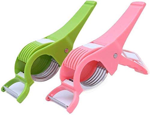 Battlane Vegetable Cutter (Set of 2) with 5 Blades, 3 in 1 Cutter Peeler 