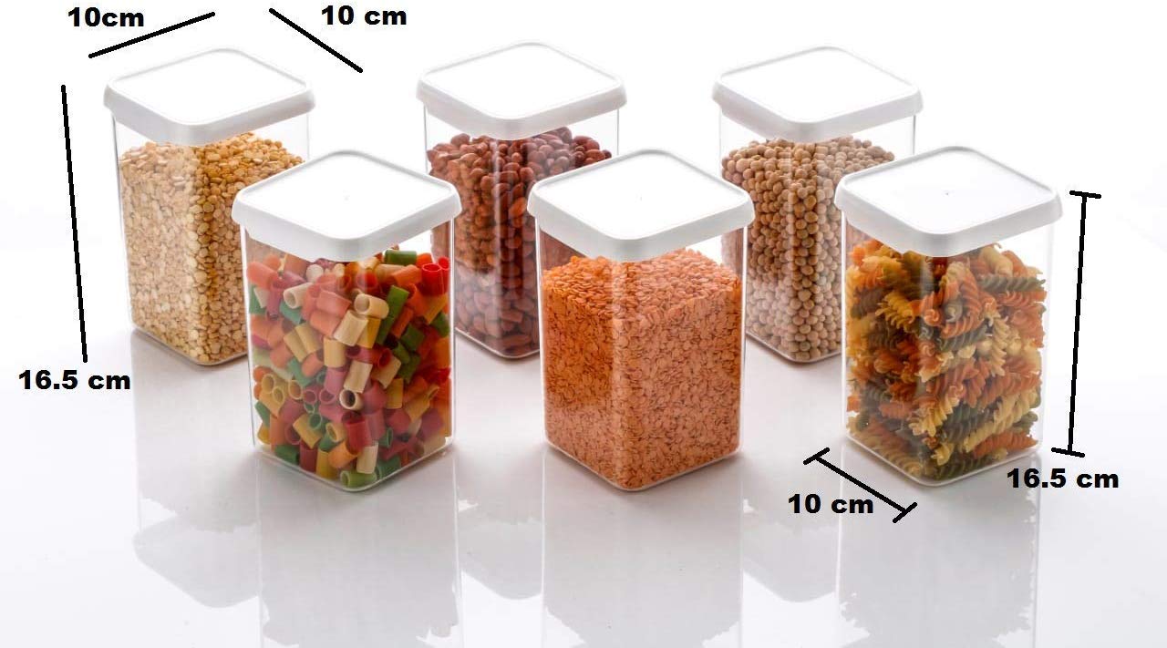 Battlane Kitchen Storage Container (Square) 1100 ml, Set of 12 