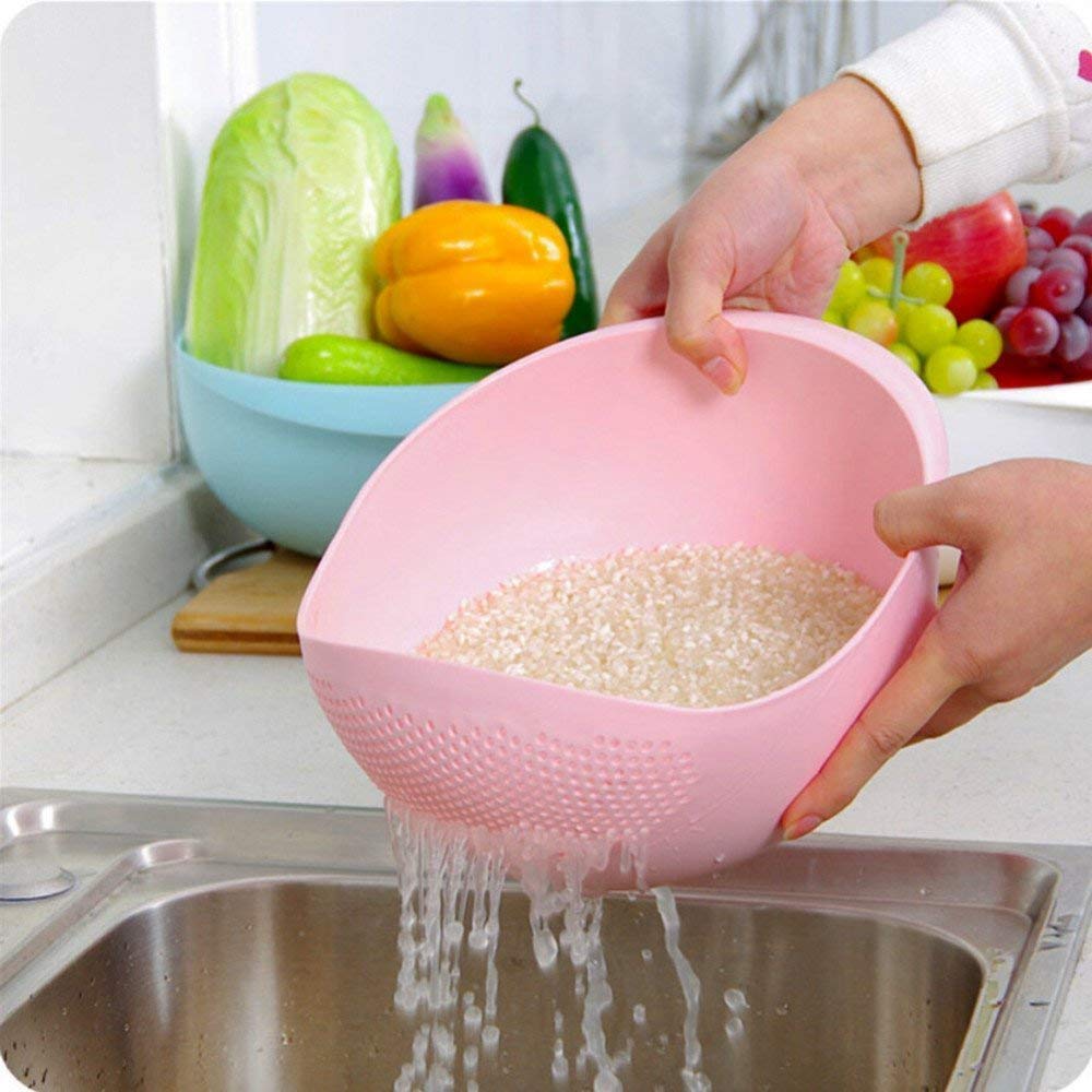 Battlane Rice, Fruits, Vegetable, Noodles, Pasta - Washing Bowl &Strainer 