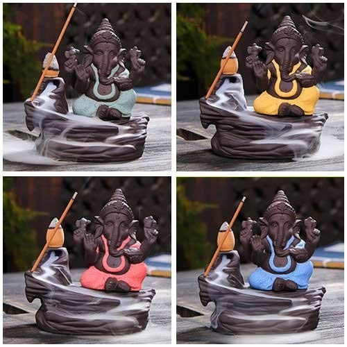 Battlane Ganesha Smoke Backflow Cone Incense Holder 