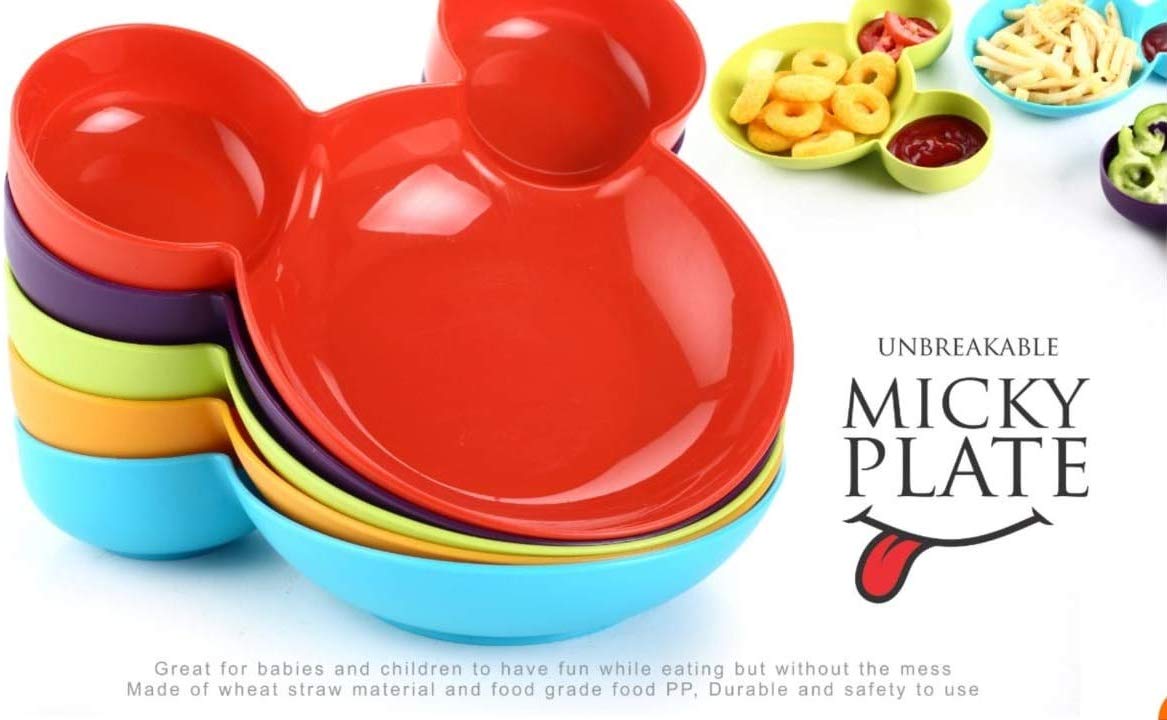 Unbreakable Mickey Shaped Kids/Snack Serving Plate - Pack of 6