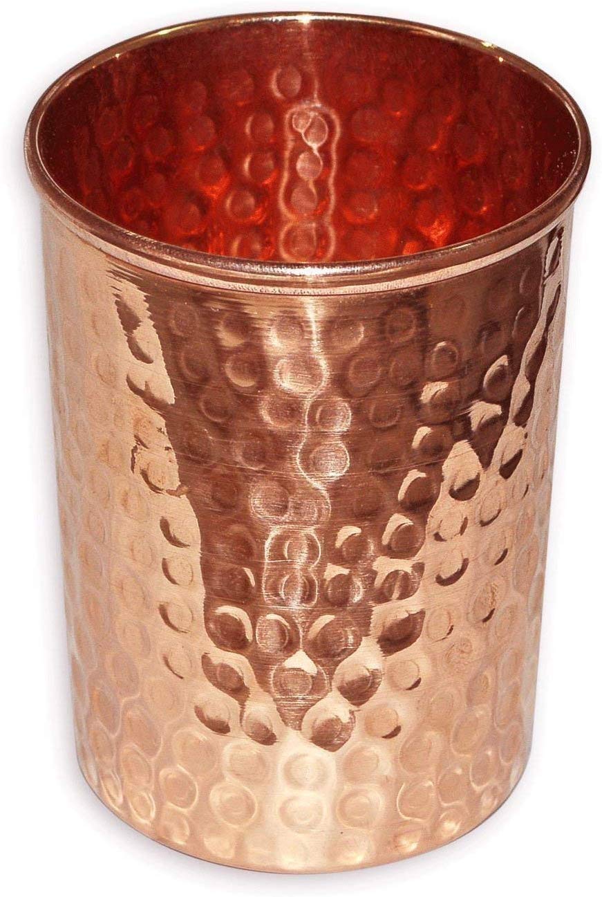 Battlane Hammered Copper Water Bottle with Set of 2 Glass