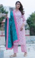 Women Pink & Green Printed Kurta with Trouser & Dupatta